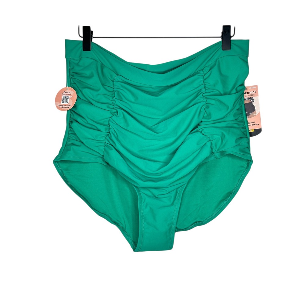NEW Shapermint Essentials Bikini Bottom 4X Green High Waisted Control Ruched